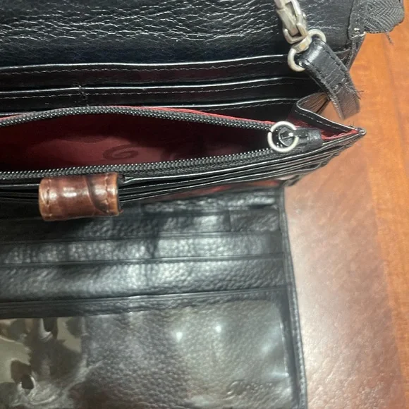 BRIGHTON LEATHERCROC PRINT CROSSBODY BAG ORGANIZER Purse